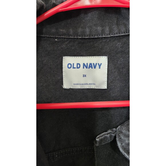 Old Navy Black Denim Jean Jacket Women’s 3X Button Up 100% Cotton Classic Fit - Picture 5 of 10